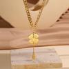 Premium Titanium Steel Four-Leaf Clover Necklace for Women – Elegant, Versatile Tassel Chain Design
