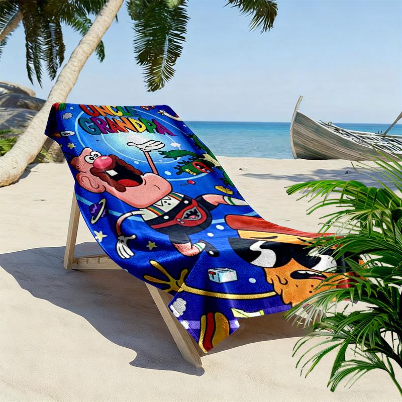 Uncle Grandpa Print Beach Towel, Large Soft Quick Dry Towel for Beach Camping Swimming