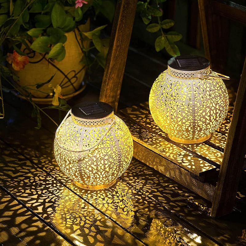 TAKE ME Solar Lanterns Outdoor Lights Waterproof Garden Lanterns for Patio,Outside Mothers Day Gifts Mom Wife Grandma Birthday Gifts [Set of 2]