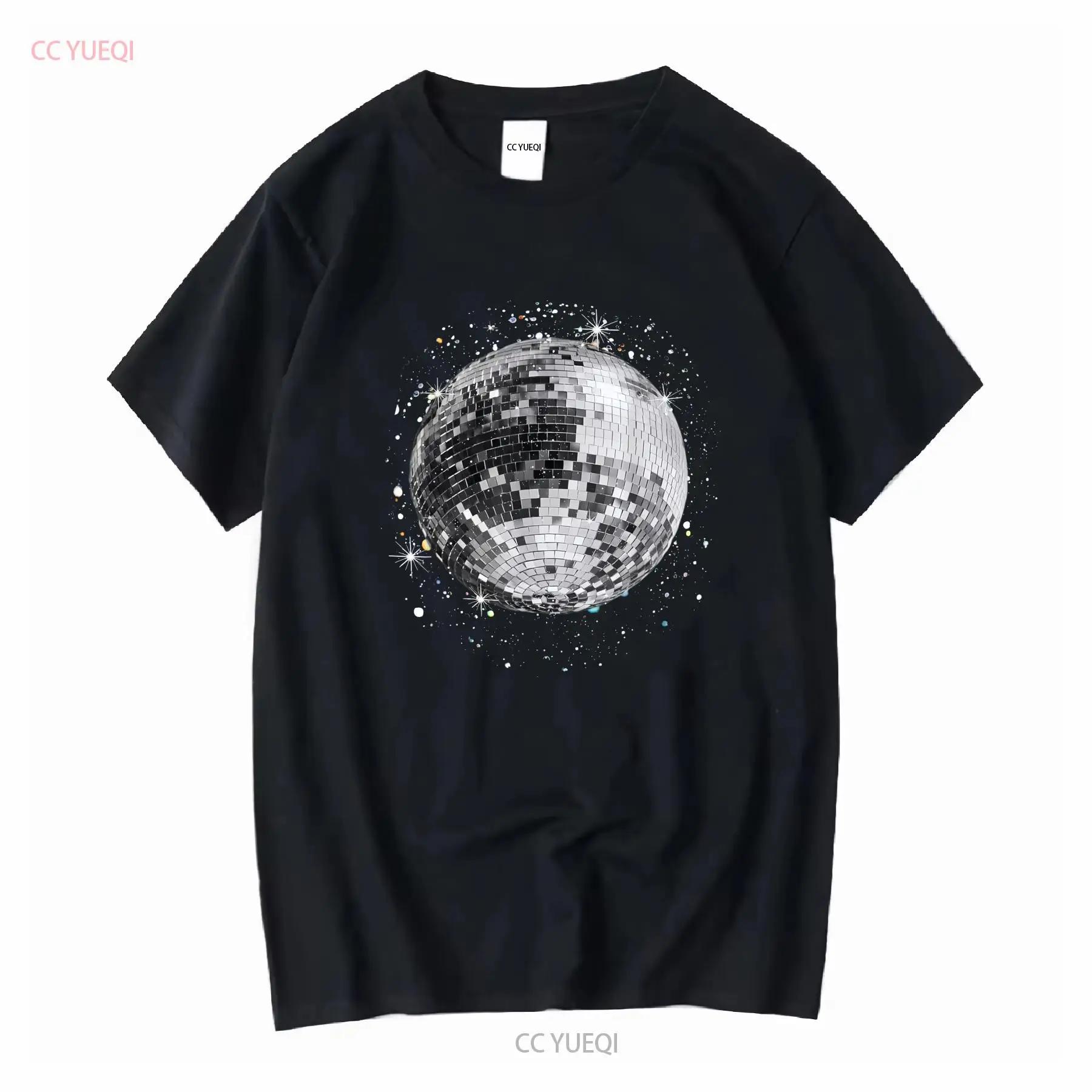 Black and White Disco Ball Club Retro T Shirt Vintage Washed Homme Soft Streetwear Designer Clothes Versatile Breathable S разноцветный