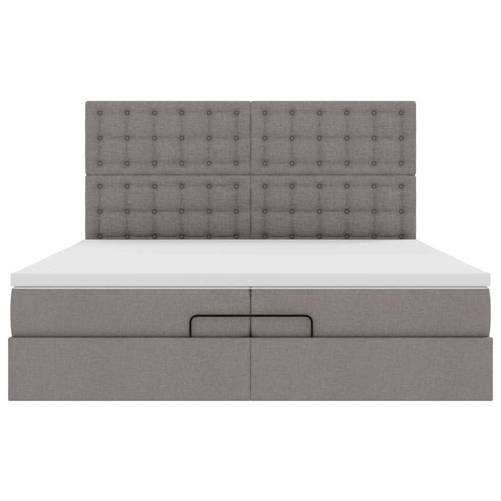 Ottoman Bed with Mattresses Taupe 200x200 cm Fabric
