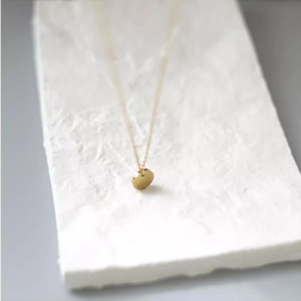 Women's Titanium Steel 18K Gold-Plated Round Disc Necklace - Smooth Mirror Finish