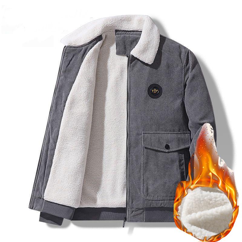 Herrars Nya Höst- och Vinter Casual Fleece Varm Plus Sammet Kavaj Utomhus Lös Casual Jacka För Män
