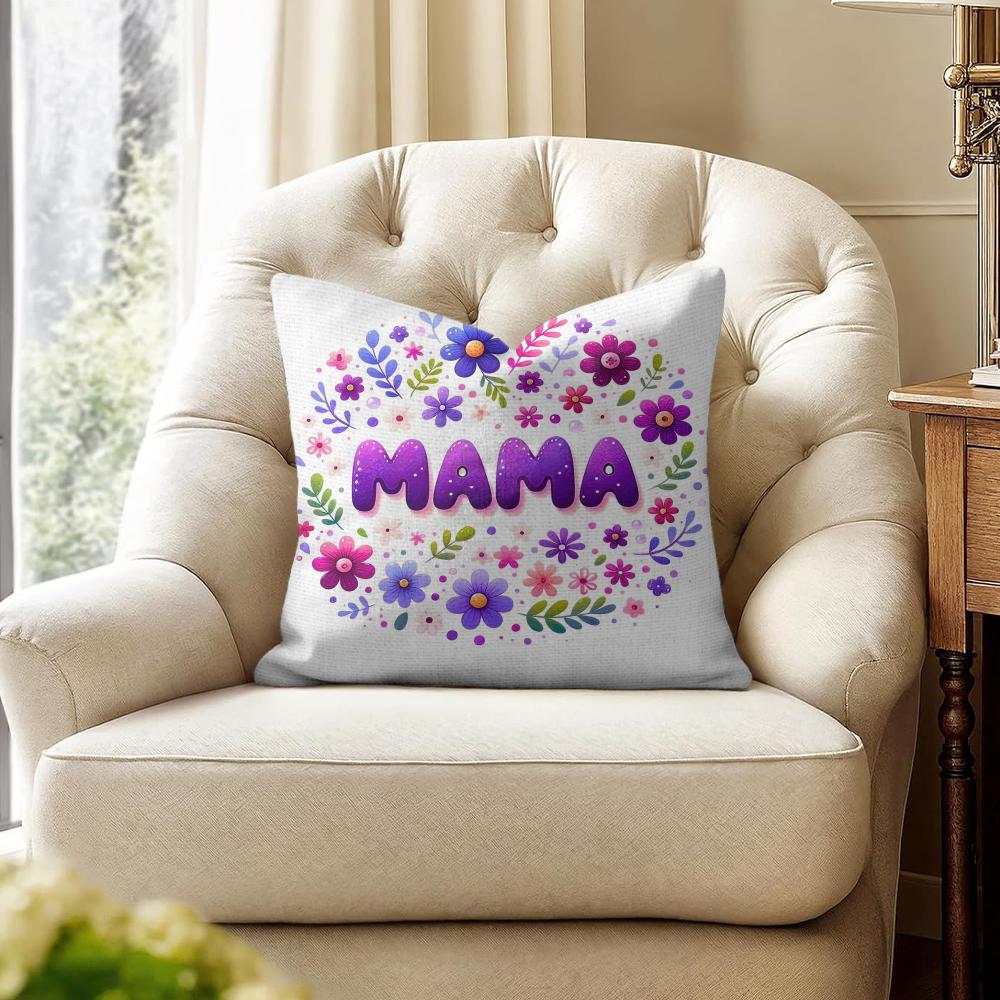 MaMa Cushion Cover Natural Linen Organic Fabric DoubleSided Printing Couch Pillow Covers Home Decor