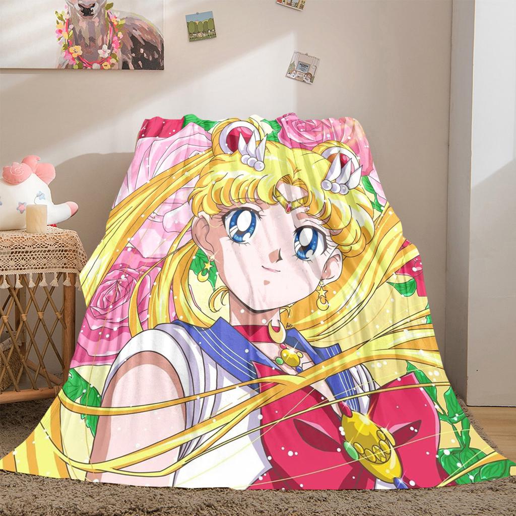 Japanese anime cute cartoon theme Sailor Moon Tsukino Usagi blanket suitable for home beds, sofa covers, office nap, outdoor warm blankets O14