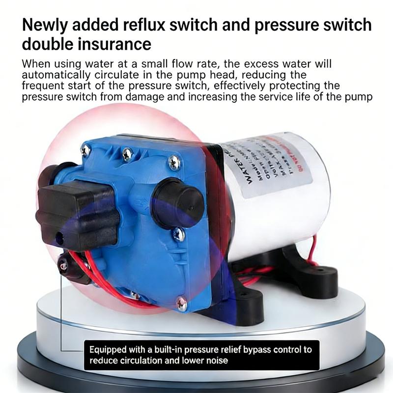 RV Water Pump - 12V/24V Self-priming Booster Pump - Horizontal Marine DC Miniature Electric High-pressure Diaphragm Pump