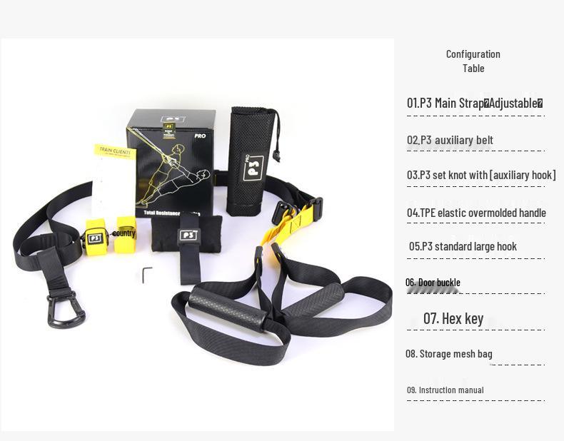 Multifunctional TRX Suspension Fitness Set with Resistance Bands and Ropes