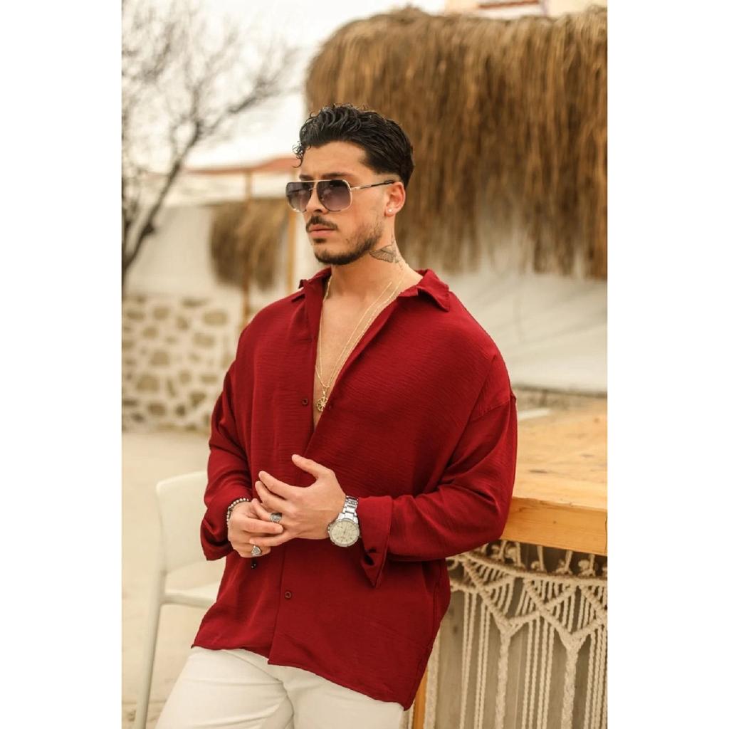 Cămașă supradimensionată Aerobin cu textura de vară pentru bărbați