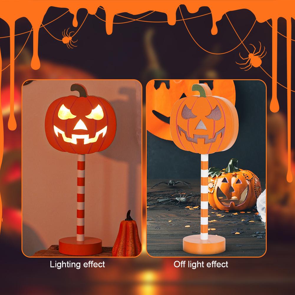 Halloween Cartoon Night Light Battery Operated LED Atmosphere Light Decor Warm White Light Wooden for Party Haunted House Decor