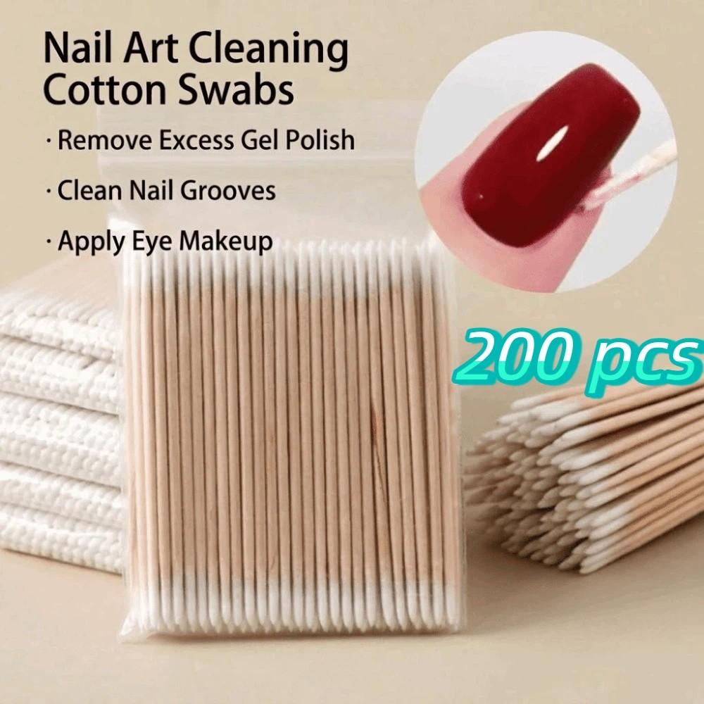 200 pcs Precision Pointed Tip Cotton Swabs Disposable Makeup Applicators Makeup Eyeliner Correction