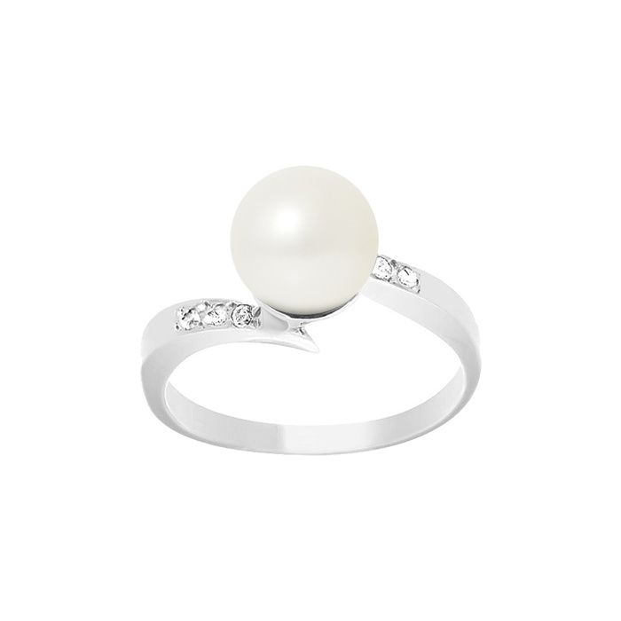 Ring - Pearls & Colors - Freshwater Cultured Pearl 8-9 Mm - White Gold 375/1000 - Diamond - Woman