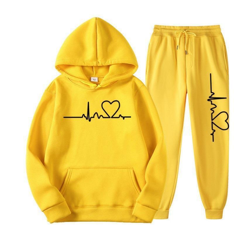 2025 Herzmuster Unisex Hoodie & Jogginghose Set - Lockere Passform, Herbst/Winter Lässiger Partner-Stil.