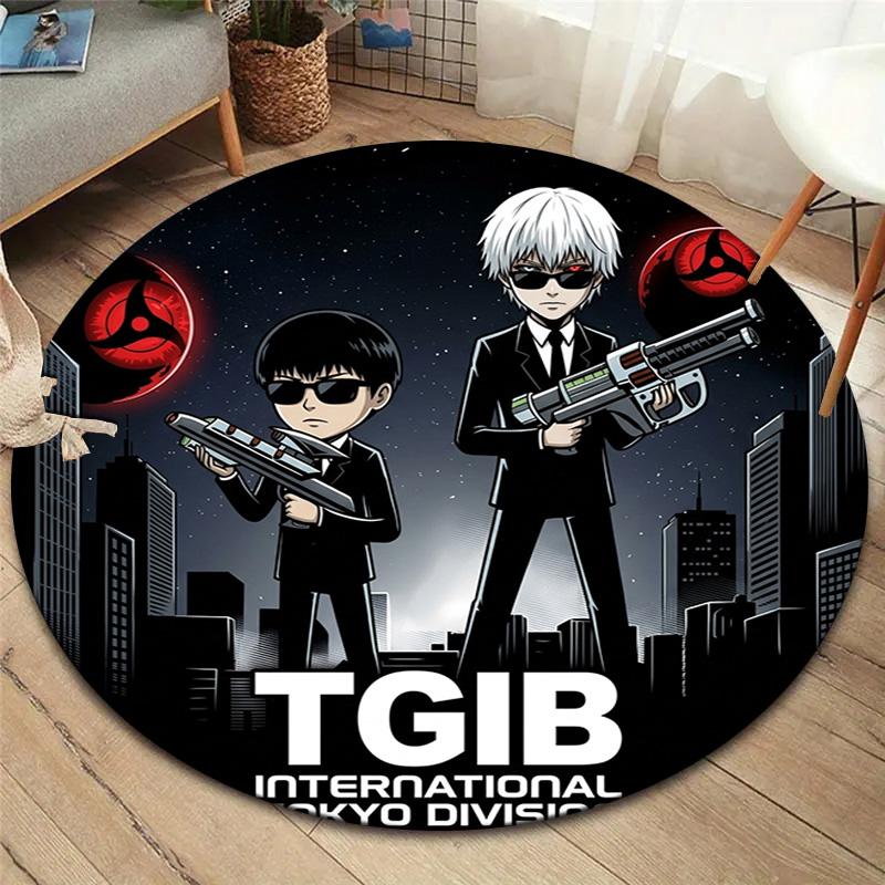 Tokyo Ghoul Runder Teppich Teppich für Wohnzimmer Schlafzimmer Sofa Spielzimmer Dekor Rutschfeste Bodenmatte