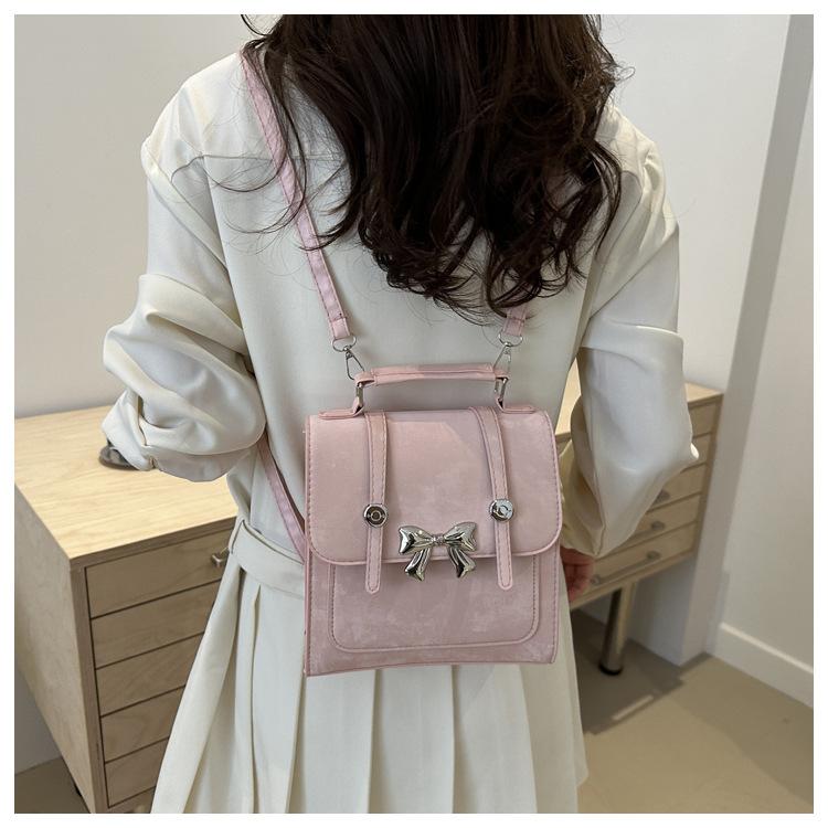 Butterfly Knot Faux Leather Mini Backpack for Women Trendy Small Shoulder Crossbody Purse CLE