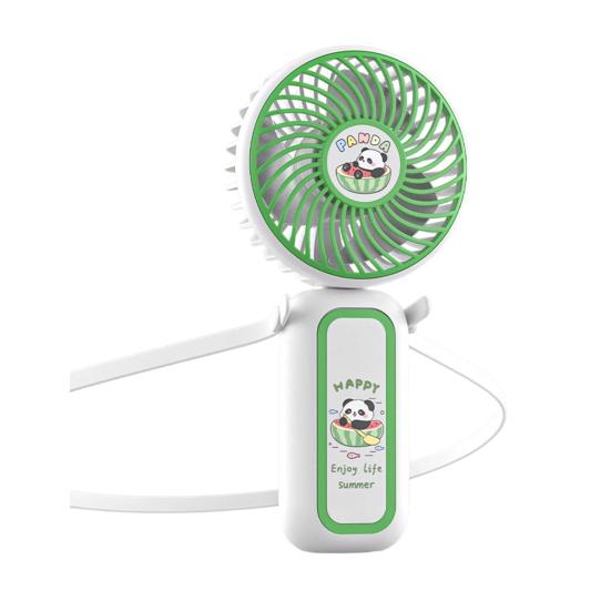 Cartoon Panda Folding Handheld Fan 3 Speed Hanging Neck Fan Portable Travel A