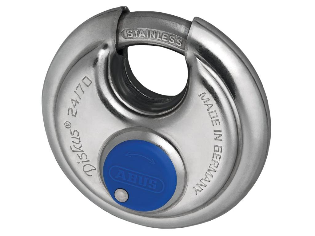 ABUS Discus Cylinder Stainless Heavy-Duty Padlock, Steel, 24IB-70