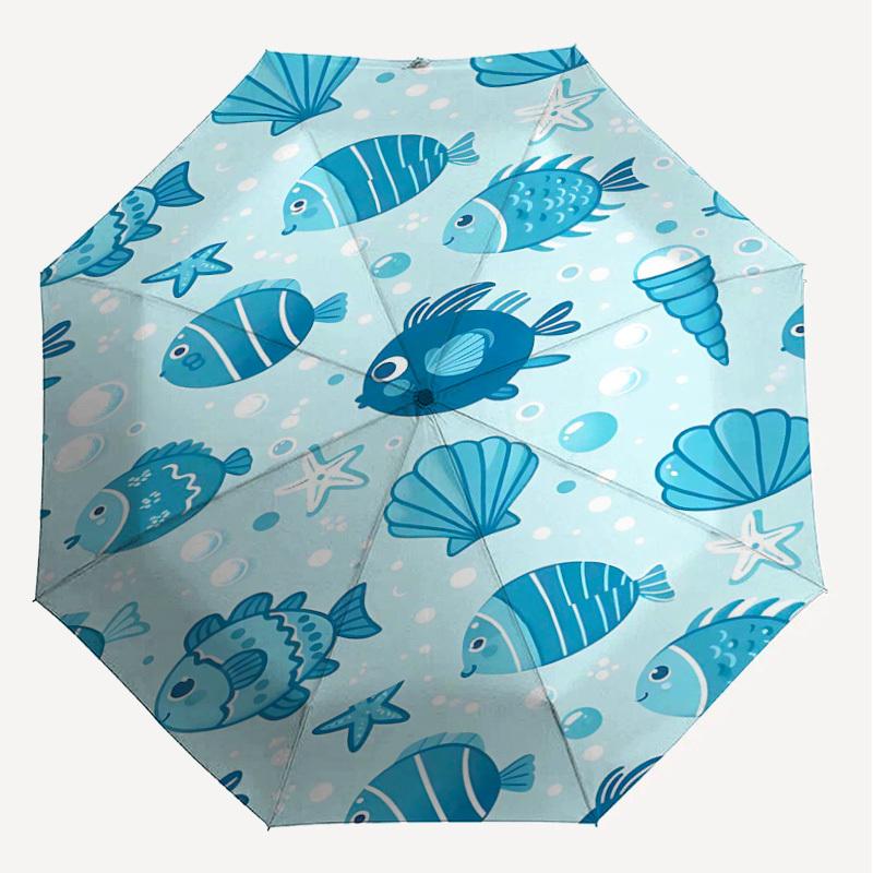 1PC fish shell Umbrella-8-Rib Reinforced Portable Folding Travel Suitable for All Seasons Outdoor Daily Use  -J0334