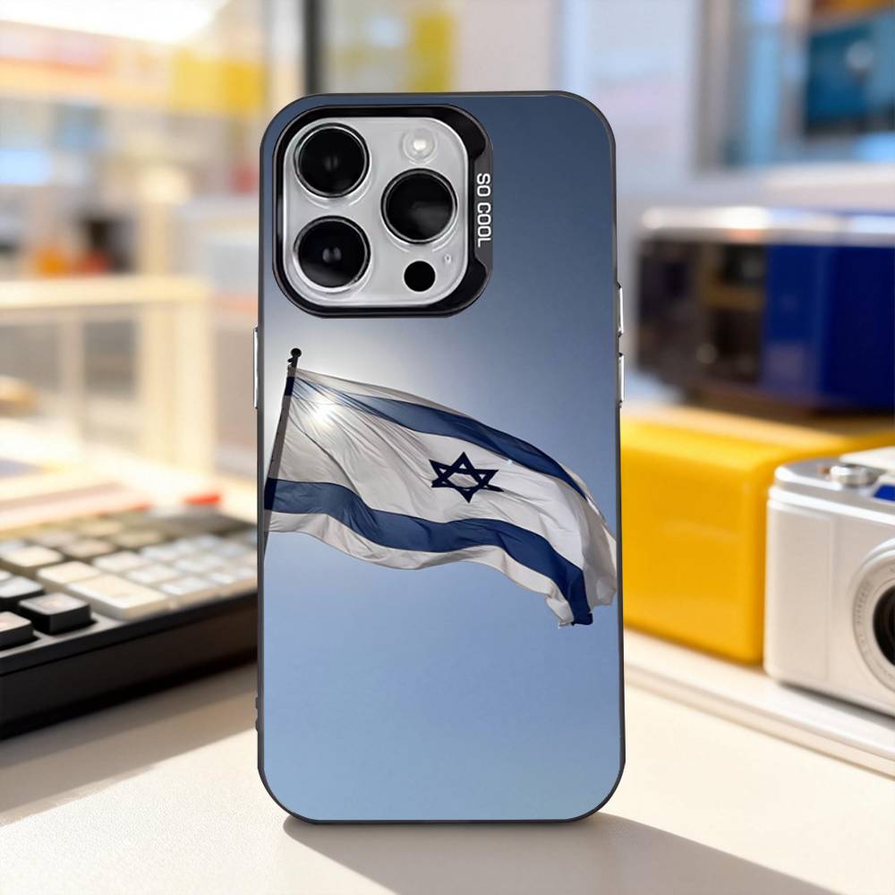I-Israel Flag Emblem MAP For iPhone 17,16,15,14,13,12,11,Pro,Max,Plus,E,Air,Mini Anti Fall Black Matte Hard Bumper Phone Case