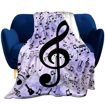 Music Note Flannel Throw Blanket Super Soft Lightweight Music Theme Blanket for Couch Sofa Bed Living Room Twin King Size