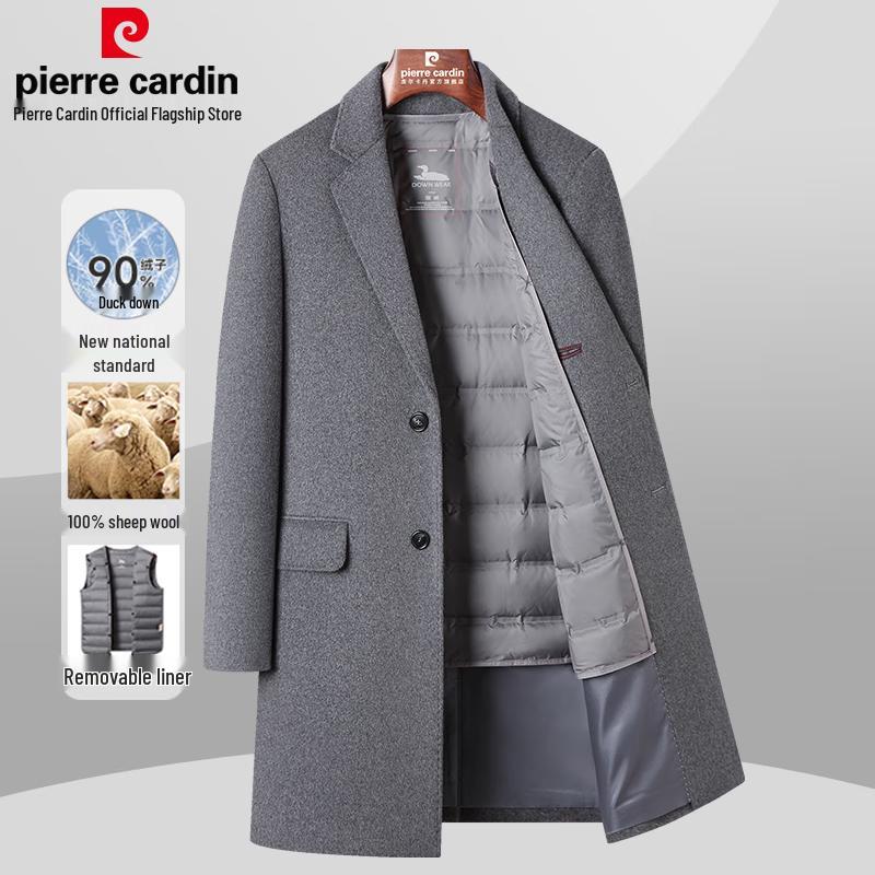 Abrigo de Lana para Hombre Pierre Cardin 100% Lana de Cordero con Forro Acolchado Desmontable
