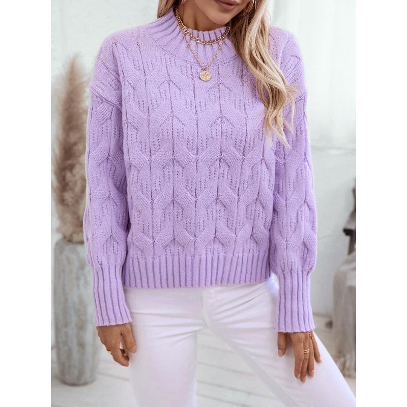 Women's Half-neck Twist Knit Autumn and Winter Loose Cable Pullover Sweater