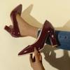 Nuove Décolleté con Tacco Quadrato Scarpe da Donna Ufficiali Tempo Libero Taglia Super Grande Tacco Alto Donna Pelle Verniciata Sexy Scarpe da Festa Nuziale