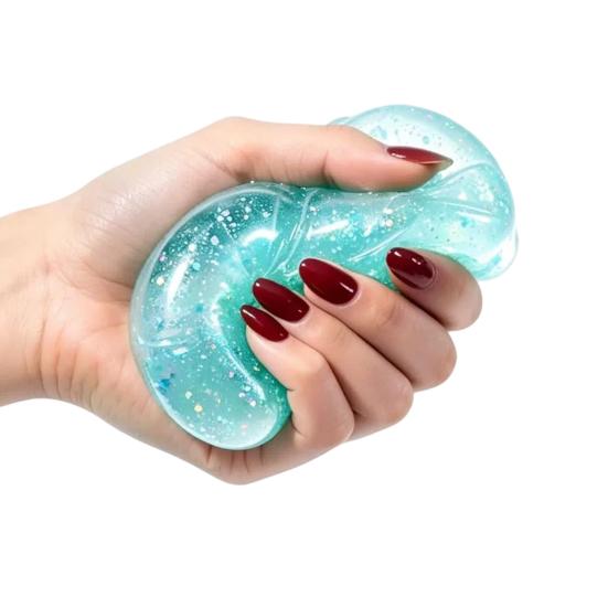 Yousheng 1/4Pcs Clear Glitter Dumpling Squeeze Toy, Soft Steamed Bun Stress Relief Toy, Hand Exercise Relaxation Tool for Kids Adults