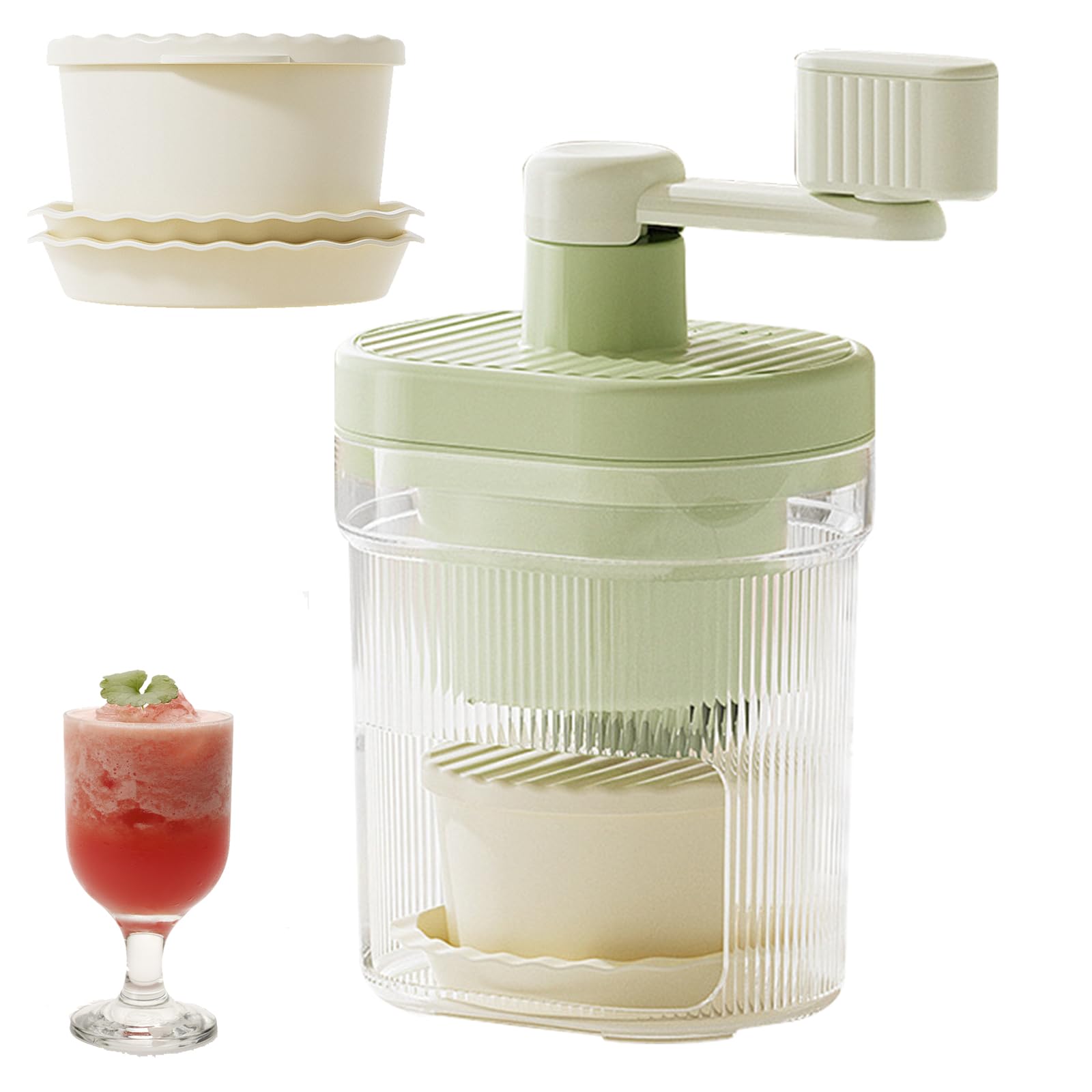 

Coollooda New Summer Ice Manual Shaved Ice Fluffy and with Ice Maker Hand Crank DIY Ice Portable and Easy to Case Heatwave Preparedness Stainless синий