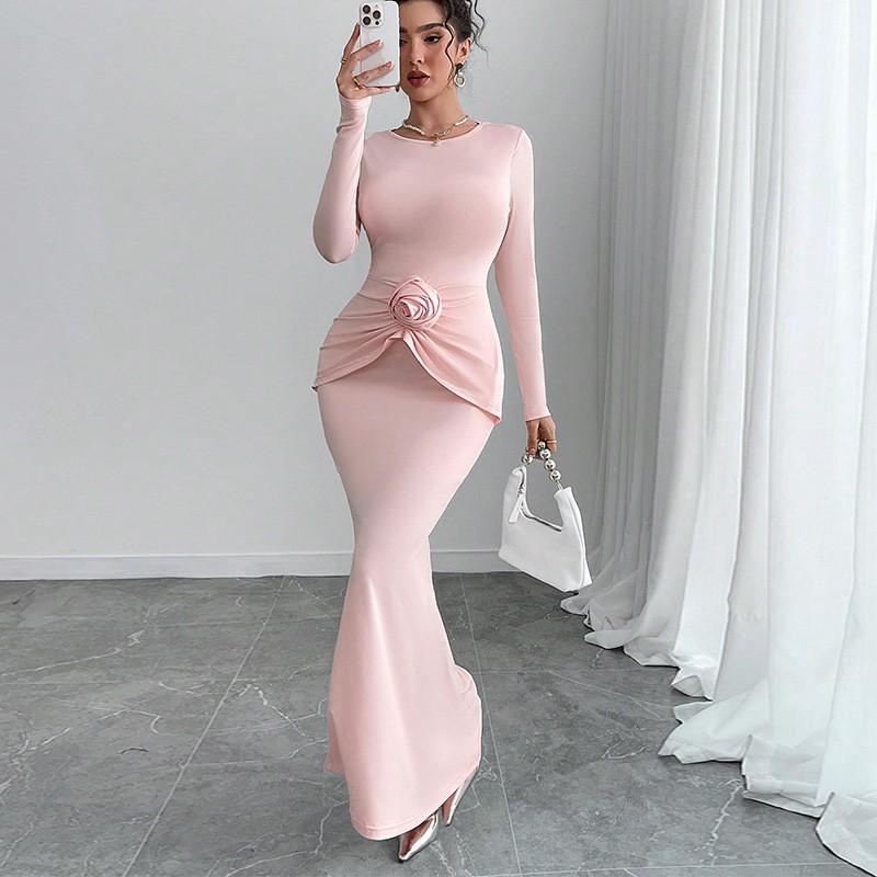 

European American Temperament Knitted Dress Women s Slim-fitting One-step S
