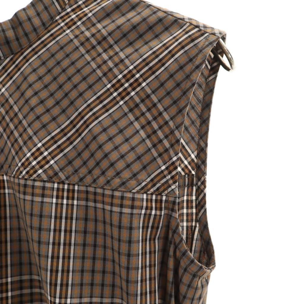 SNIDEL Check Pattern No Sleeve Waist Shirring One Piece F Brown Women Used