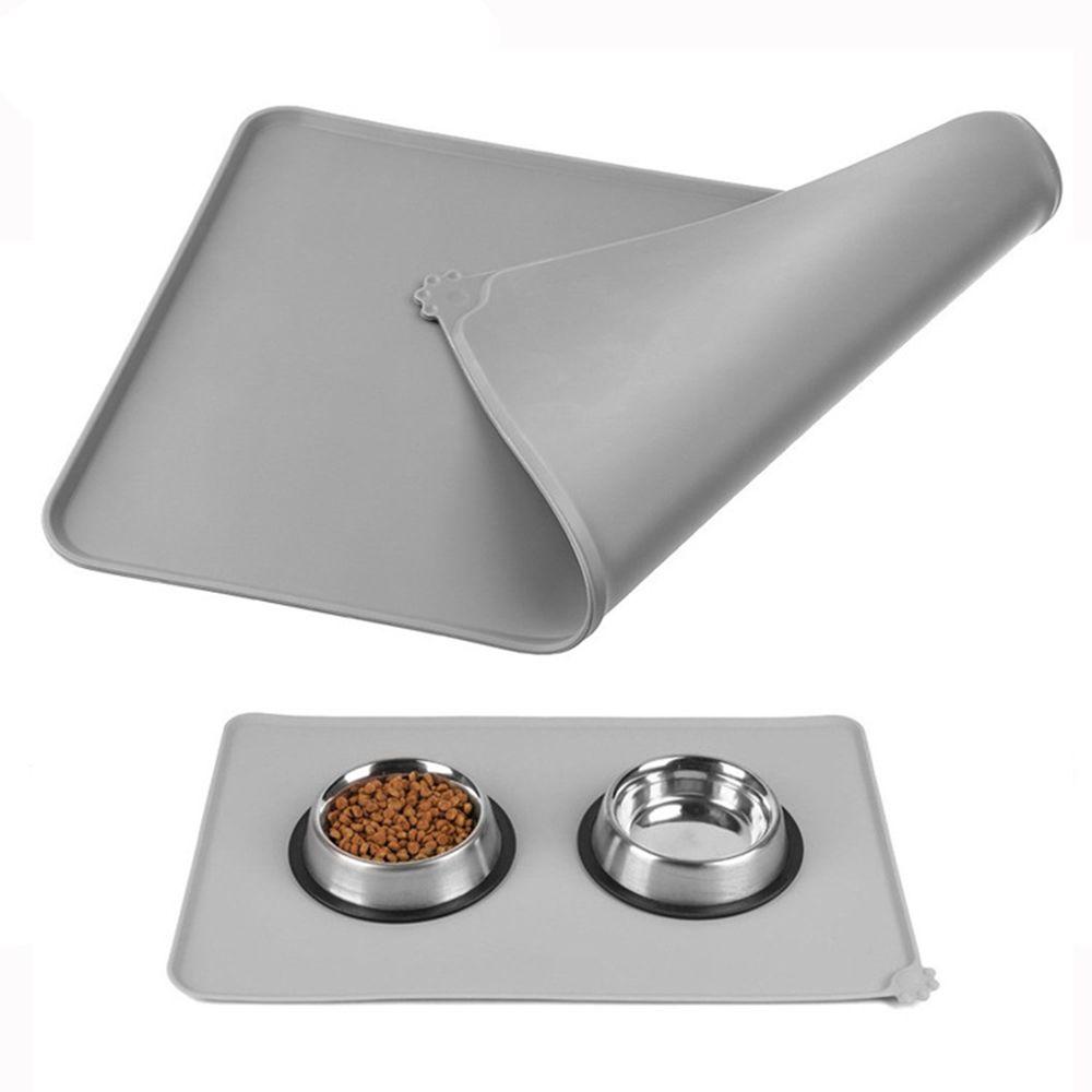 

Large Non-slip Placemat Cat Food Pad Pet Dish Tray Dog Bowls Mat Feeding Mat 48x30cm сірий