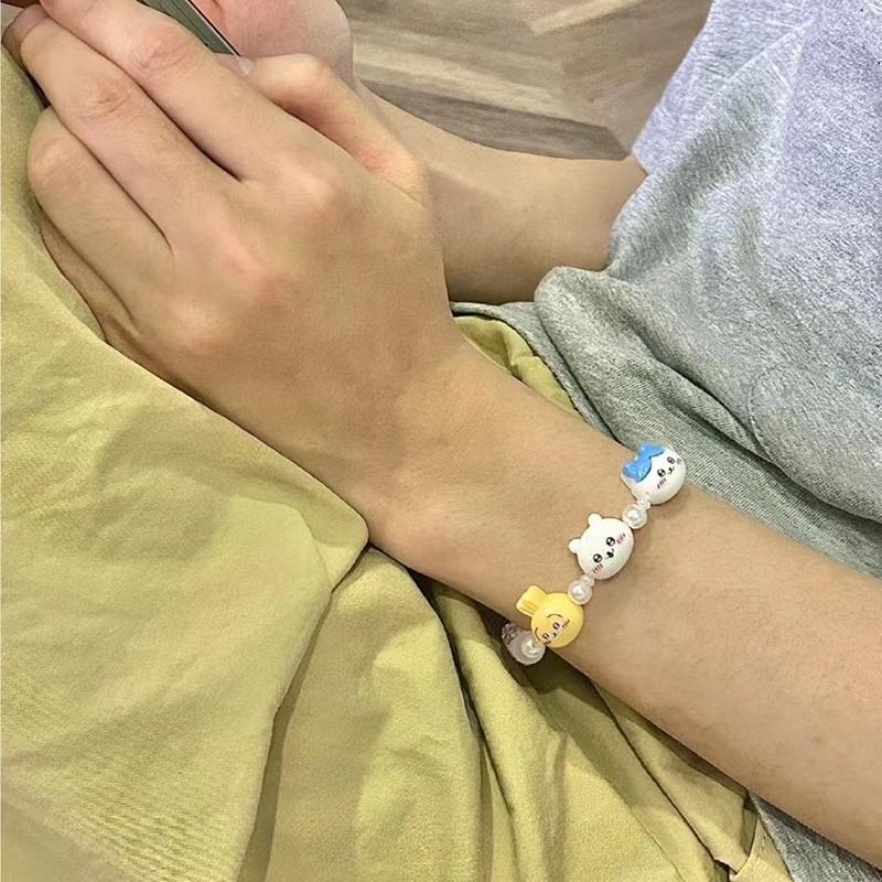 Brățară elastică reglabilă cu margele din desene animate anime pentru femei, fete, rafinată, brățară Kawaii, accesorii de bijuterii, cadouri