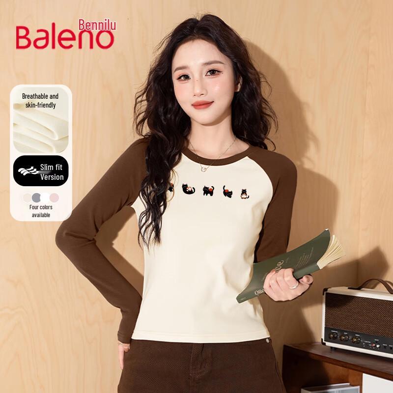Baleno Women s Colorblock Long Sleeve Crew Neck T-shirt L