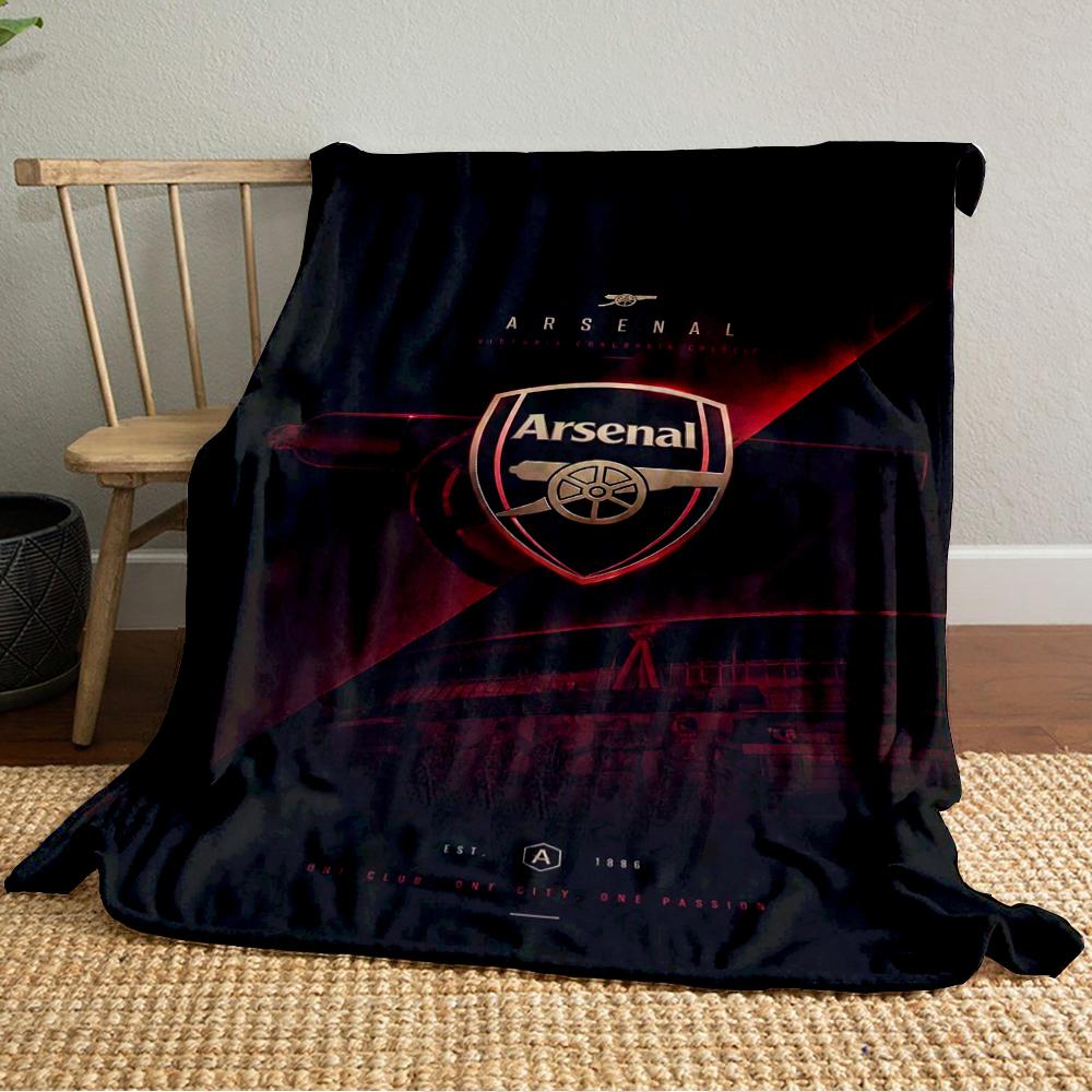 Arsenal Logo Black Designed Flannel blanket for bedroom, living room, sofa, and nap