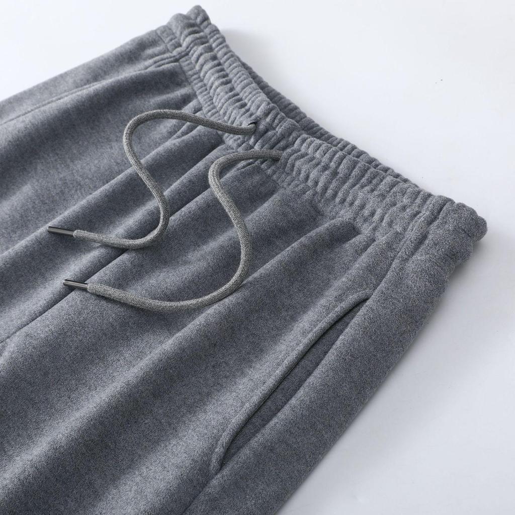 Women's Fleece-Lined Grey Hoodie Set - Warm, Versatile, Casual Round Neck, Perfect for Autumn/Winter.