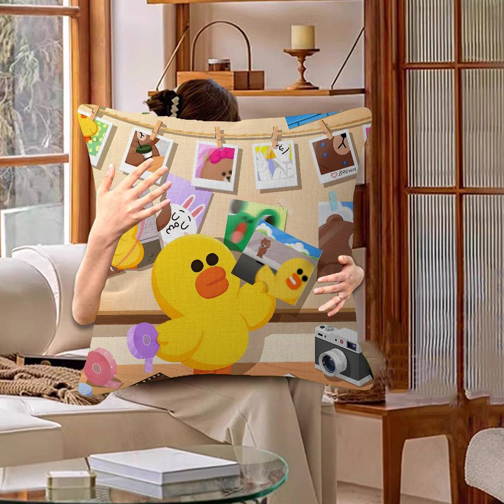 Cute Cartoon Art Duck Pillow Gift Home Office Decoration Bedroom Sofa Car Cushion Cover case 45x45