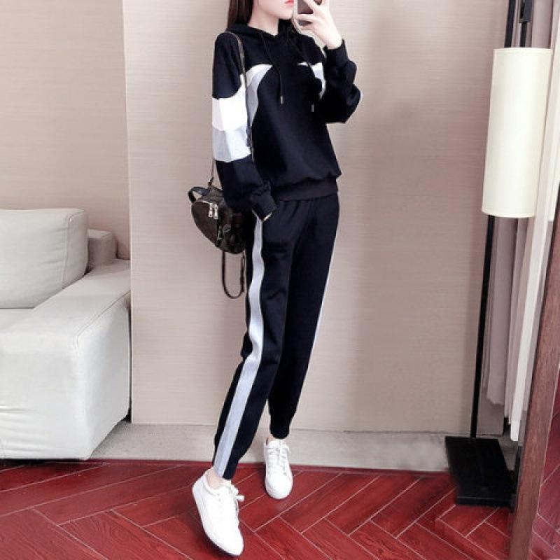 Sportswear Suit Women's Spring and Autumn Fashion Korean Style Loose Student Sweatshirt Casual Two-piece Set