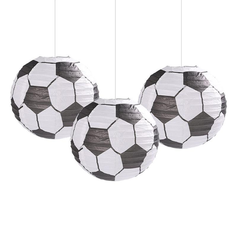 8 Pieces Soccer Ball Shaped Lanterns Multicolors Hanging Decoration for Baby Showers and Sports Event Party Supplies