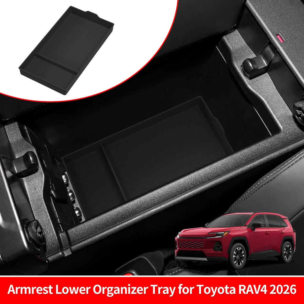 for Toyota RAV4 2026 Center Console Armrest Lower Organizer Tray Car Storage Box Silicone Interior Accessories Tidying