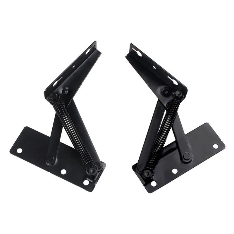 2pcs 80 Degree Foldable Bracket with Spring Hinge Cabinet Door Lift Up Stay Flap Sofa Bed Top Support Hinges Workbench Hinge