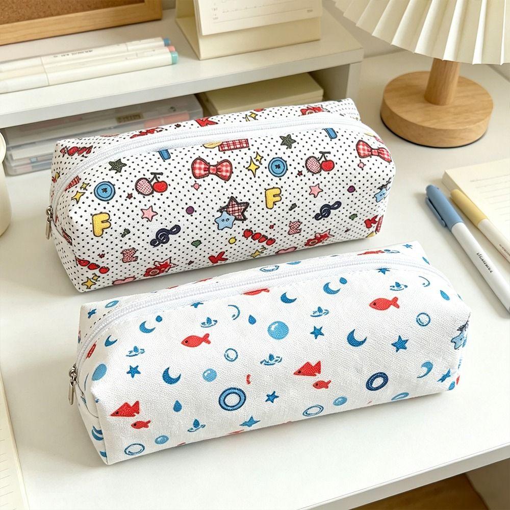 Large Capacity Pen Bag Cartoon Printed Stationery Bag Multipurpose Pencil Pouch  Gift