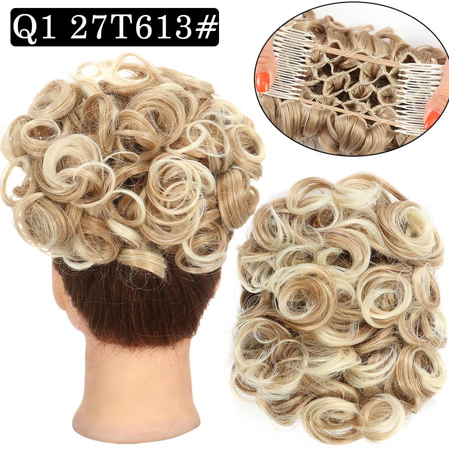 Combs Messy Bun Hair Piece Curly Dish Hair Buns Extension Thick Chignon Hairpiece Clip in Ponytail Scrunchies Hair Pieces for Women