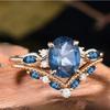 Self-developed New Gold-plated Inlaid Blue Zircon Pair Ring European and American Fashion Wedding Ring Colored Diamond Jewelry