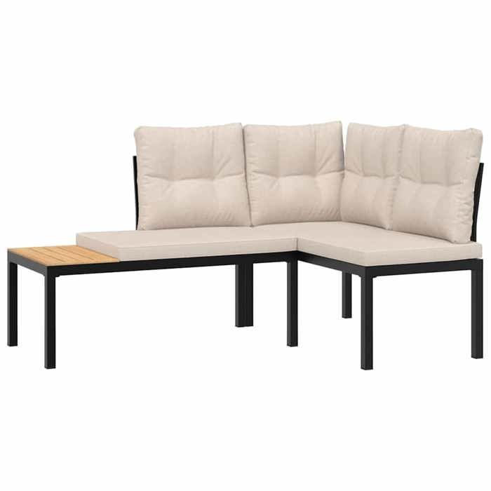 VidaXL Salon de jardin avec coussins 4 pcs noir acier enduit de poudre, ensemble de canapés de jardin, ensemble de canapés 3283669