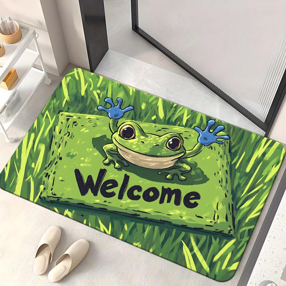 

Whimsical Frog Welcome Mat Non-Slip Absorbent Microfiber Rug for Bathroom Bedroom Entryway Living Room 40x60cm