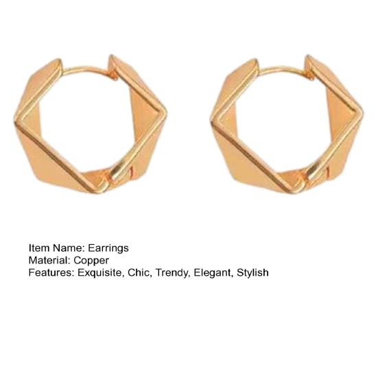 1 Pair Hoop Earrings for Women, Thick Chunky Geometric Rhombus Earrings, Statement Small Huggie Hoop Earring