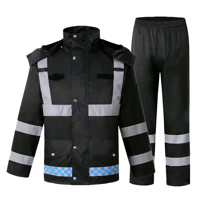 High-Visibility Raincoat & Pants Set for Traffic Safety & Rescue Duties