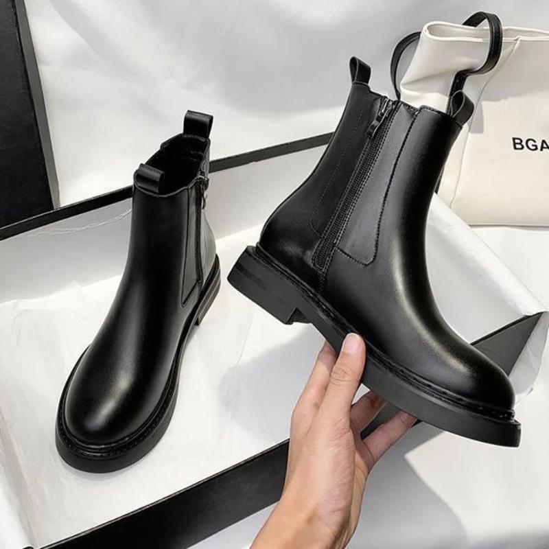 Fashion Fur Booties Chelsea Black Ankle Boots for Women On Promotion High Quality New Rock Footwear Woman Short Shoes Chic and Elegant