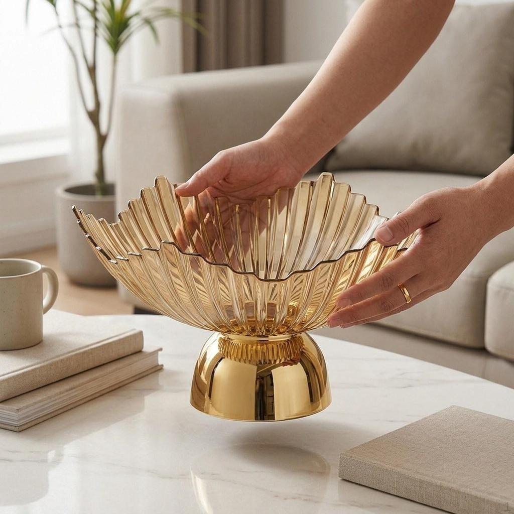 Fruit Bowl on A Pedestal, Trendy, Portable And Elegant Tray, Serving Tray for Dining Room,