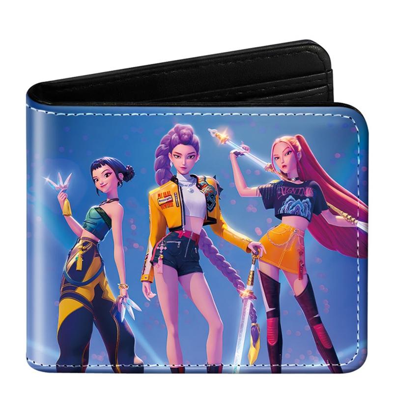 Demon Hunter Pu Anime Cartoon Print Short Wallet Rumi Mira Zoey Saja Storage Bag Birthday Gift